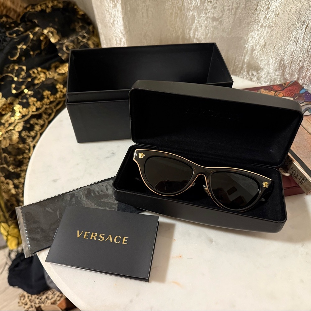 Versace Black and Gold Polarized Sunglasses